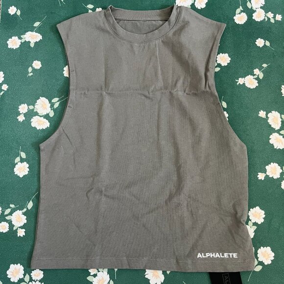 Alphalete Heavy Cotton Cutoff Full Length Tank - Concrete | SMALL | NWT - Picture 3 of 4